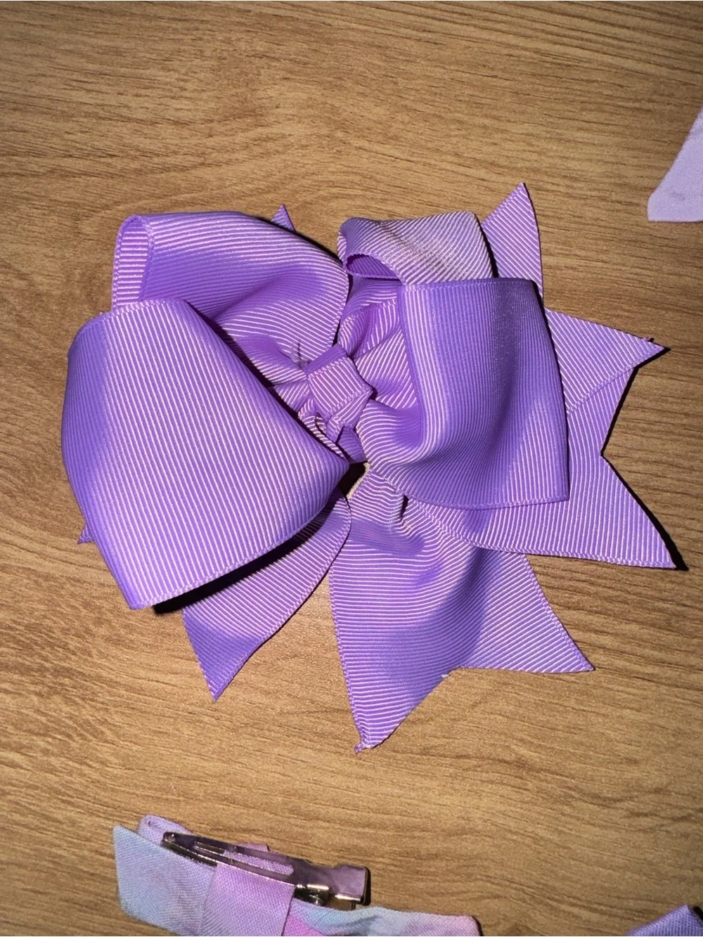 Set of 6 Purple & Pink Boutique Hair Bows Alligator Clips & Barrette Girls Hair